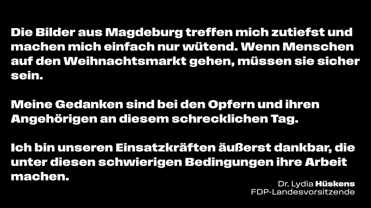 Statement zum mutmaßlichen Anschlag auf den Weihnachtsmarkt in Magdeburg